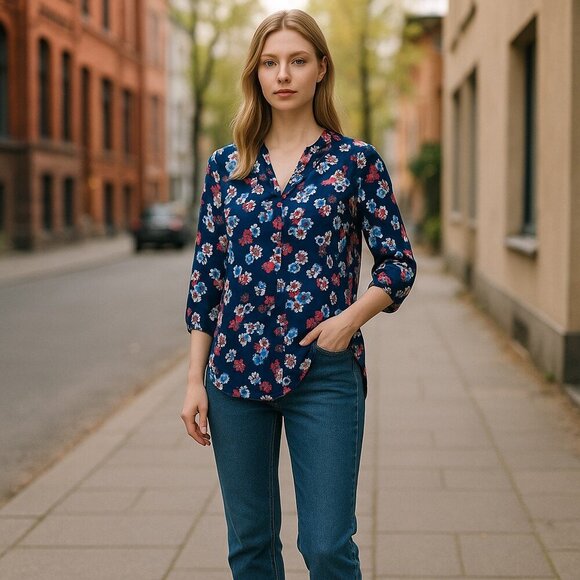 Amour Vert for Stitch Fix Floral Silk Blouse S - Picture 1 of 11